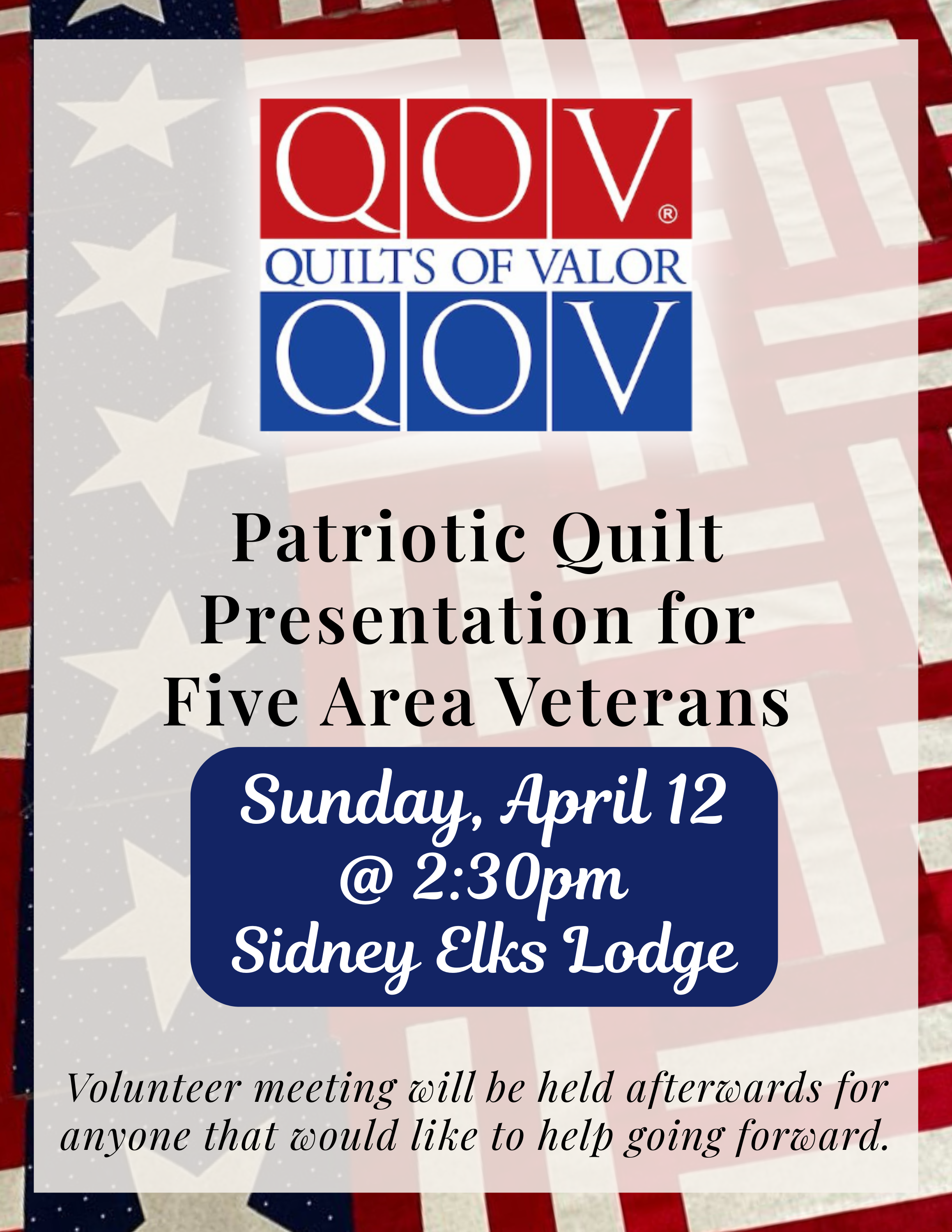 Quilts of Valor Presentation & Meeting